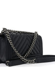 Lambskin Chevron Quilted Medium Boy Flap Black