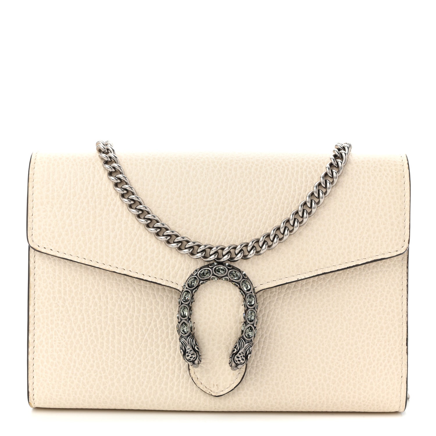 Dollar Calfskin Mini Dionysus Chain Wallet Mystic White