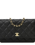 Caviar Quilted CC Turnlock Wallet On Chain WOC Black