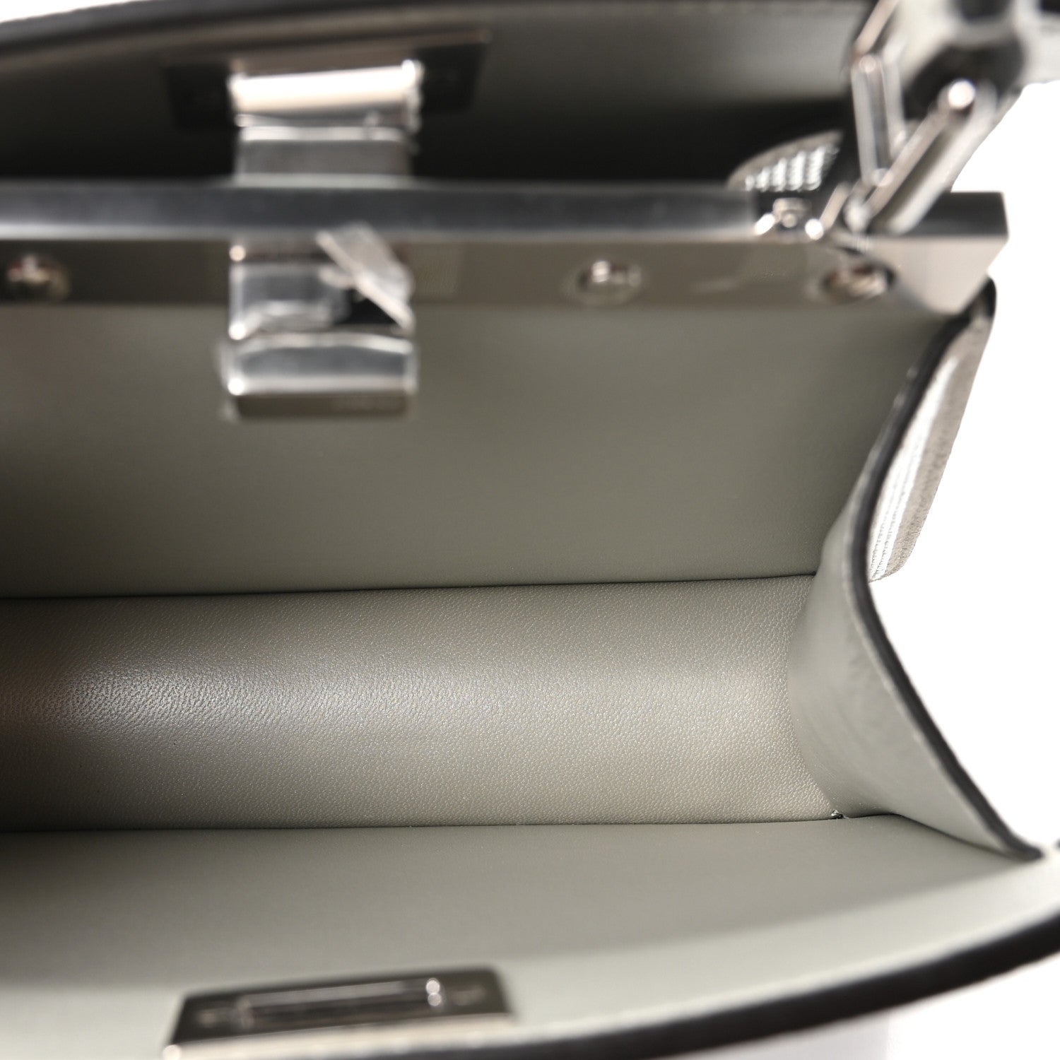 Iridescent Crystal Vitello Laminato Suede FF Petite Peekaboo I SEE U Satchel Cappuccino