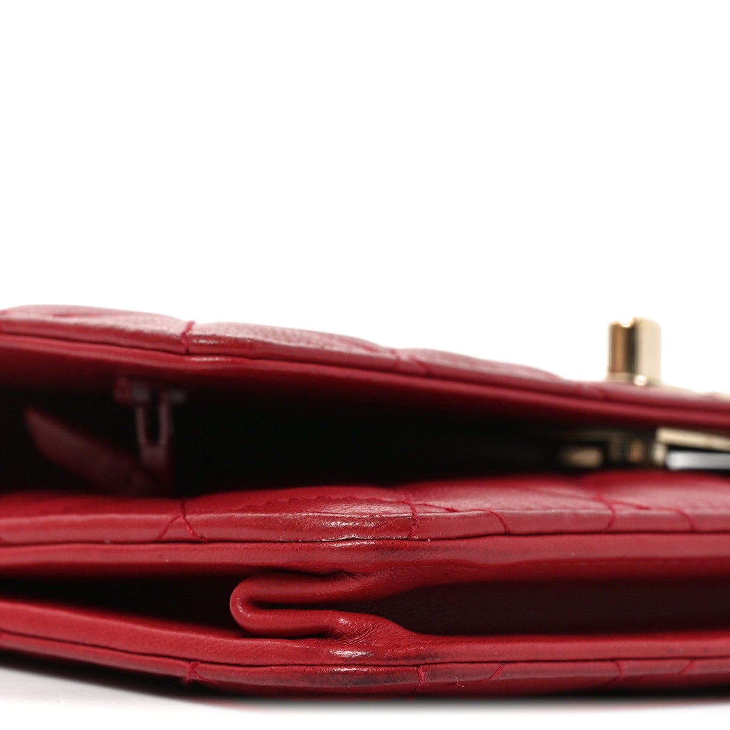 Lambskin Quilted Trendy CC Wallet On Chain WOC Red