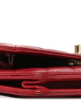 Lambskin Quilted Trendy CC Wallet On Chain WOC Red