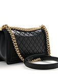 Lambskin Quilted Medium Boy Flap Black