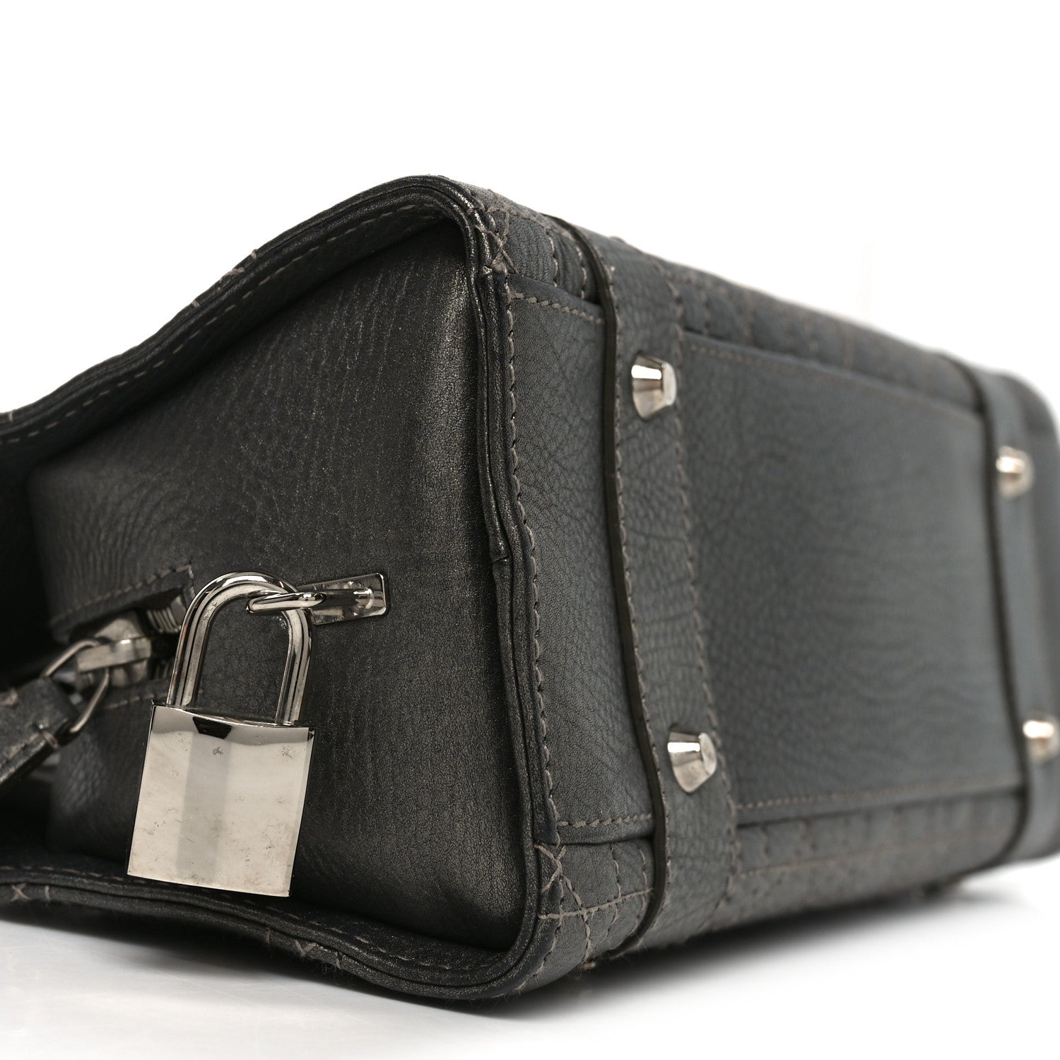 Metallic Calfskin Cannage Stitched Small East West Lady D1OR Bronze