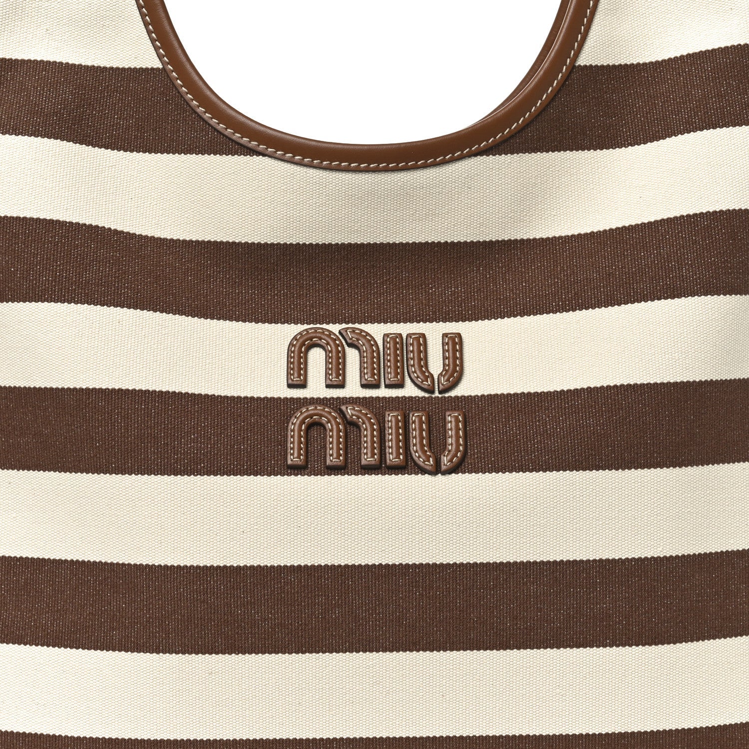 Canvas Calfskin Striped Ivy  Cacao Naturale
