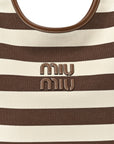 Canvas Calfskin Striped Ivy  Cacao Naturale
