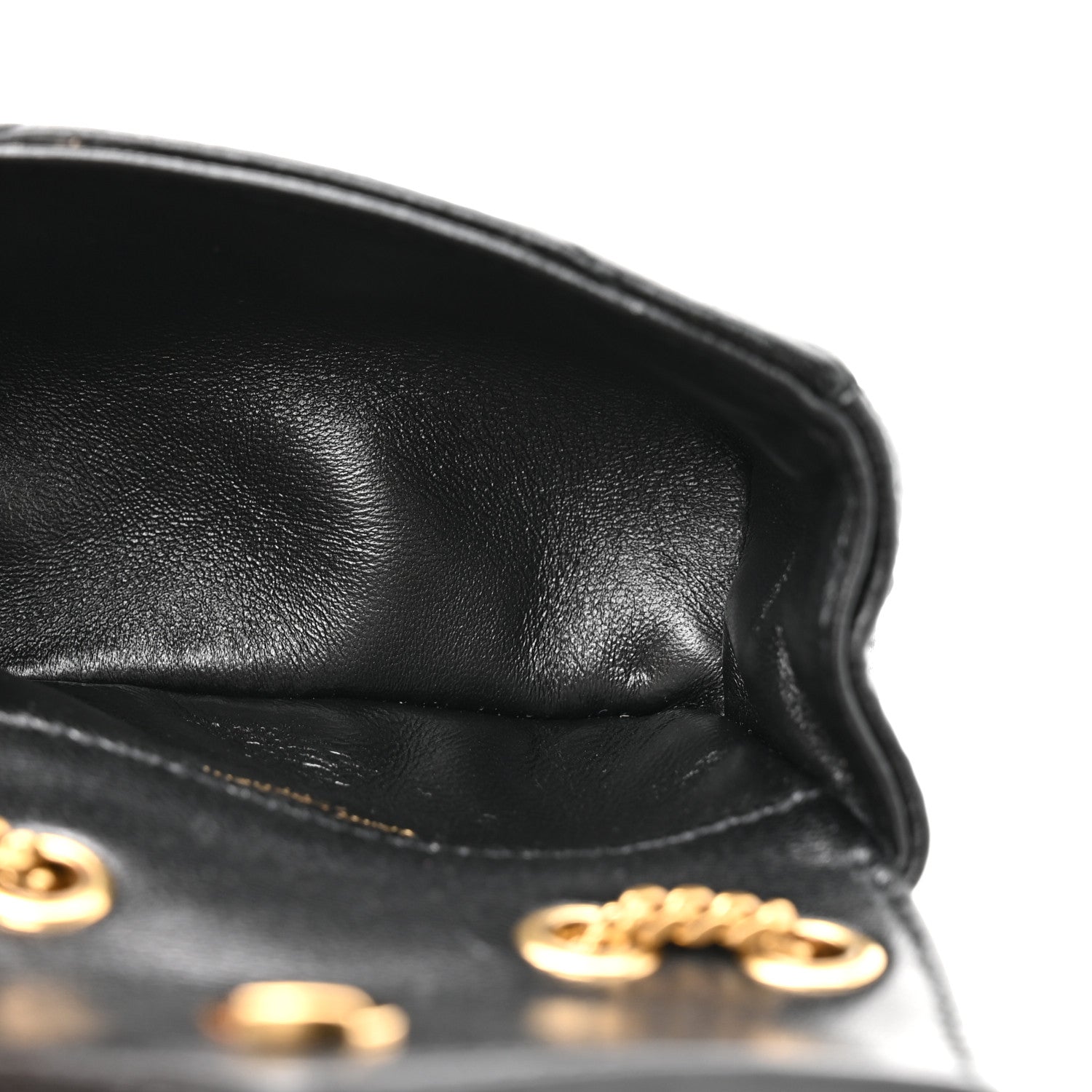 Lambskin Chevron Quilted Micro LouLou Black