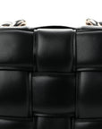 Lambskin Maxi Intreccio Padded Chain Cassette Crossbody Bag Black