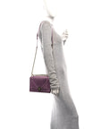 Metallic Patent Micro-Cannage Medium D1ORama Flap Bag Pink
