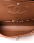 Lambskin Quilted Medium Double Flap Brown