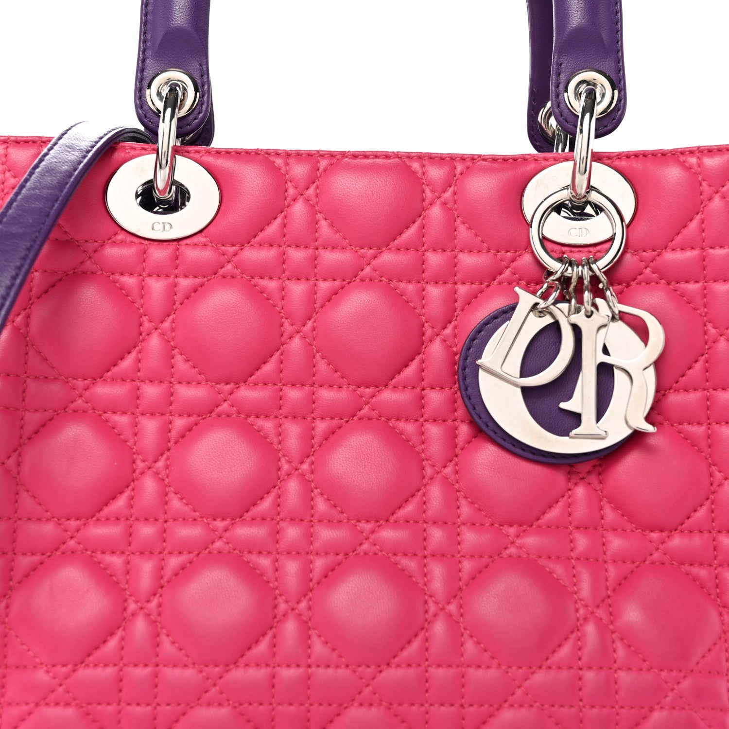 Lambskin Cannage Medium Tri-Color Lady D1OR Pink