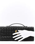 Nappa Intrecciato Long Andiamo Top Handle Clutch Black