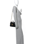 Calfskin Matelasse Mini GG Marmont Top Handle Shoulder Bag Black