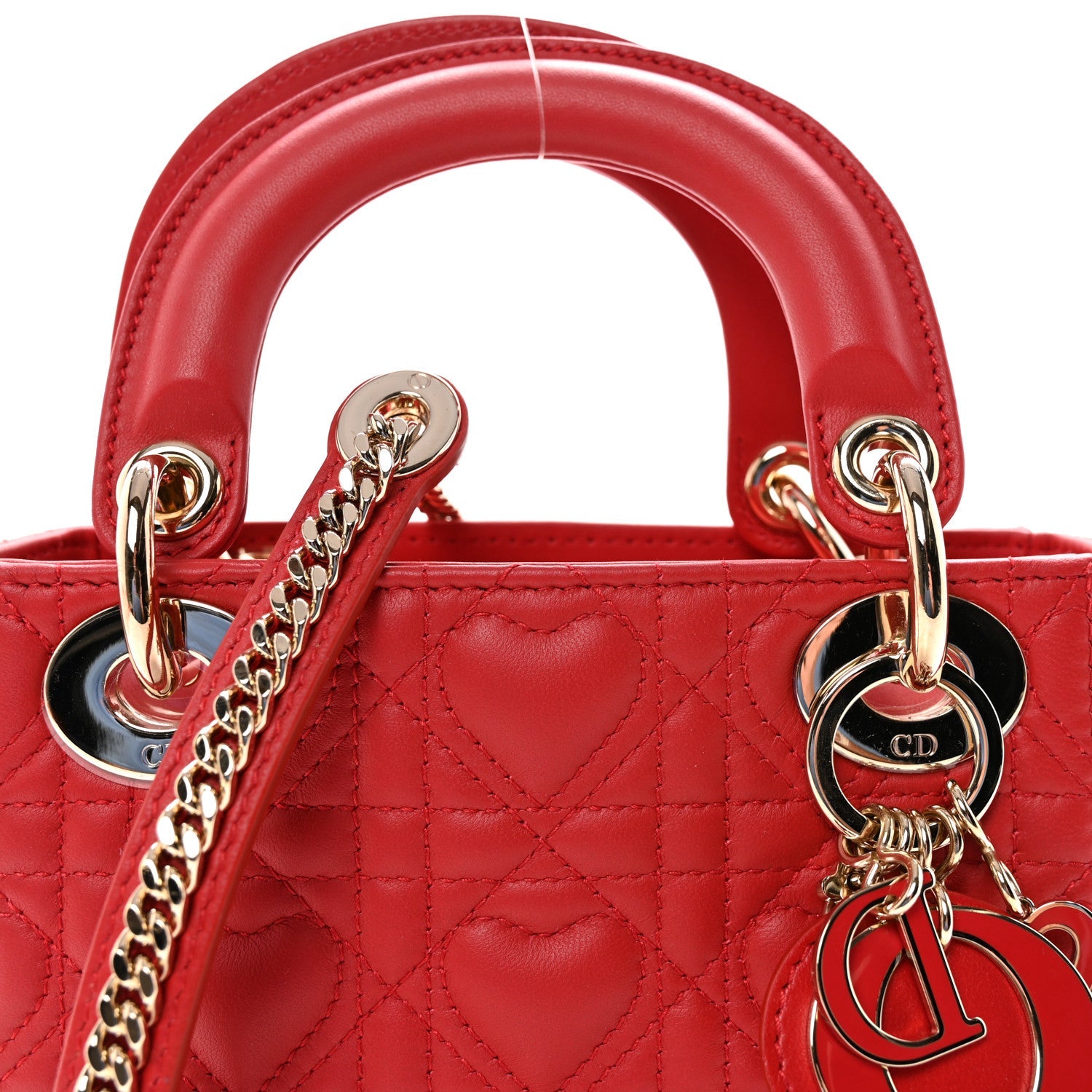 Calfskin Cannage D1ORamour Mini Lady D1OR Bag Bright Red