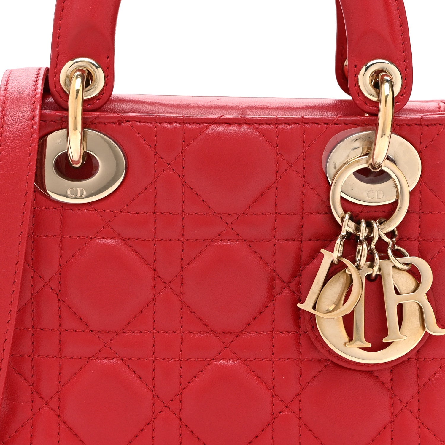 Lambskin Cannage Mini Lady D1OR Red