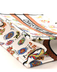 Canvas Embroidered Dragon Zodiac Medium Book Tote White Multicolor
