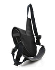 Nylon Grained Calfskin Saddle Bag Black Multicolor