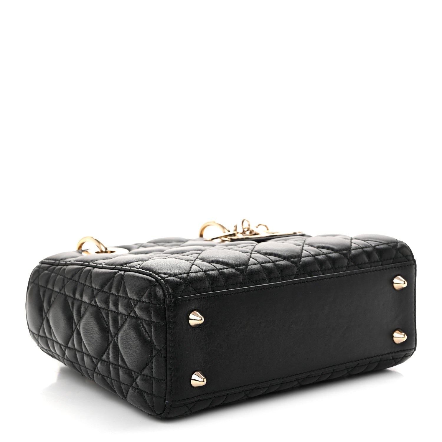 Lambskin Cannage Small Lucky Badges My Lady D1OR Black
