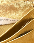 Metallic Satin Lambskin Intrecciato Long Andiamo Top Handle Clutch Gold