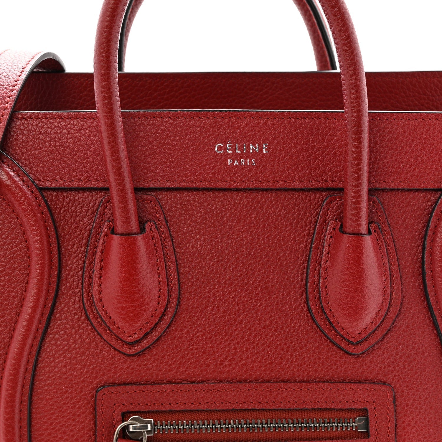 Drummed Calfskin Nano Luggage Merlot