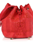Mixed Fibers Striped Deauville Drawstring Bag Red
