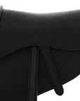 Grained Calfskin Saddle Bag With Strap Black