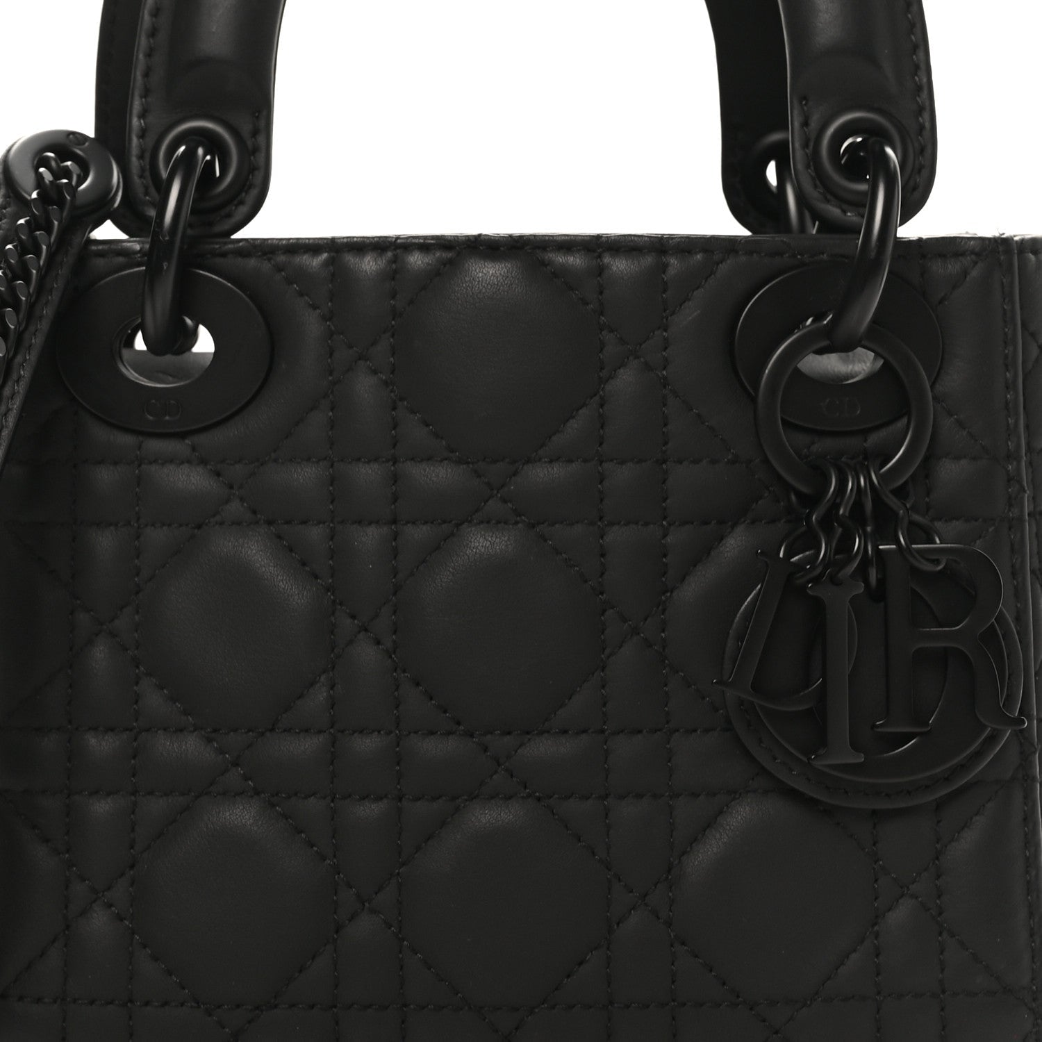 Ultra Matte Calfskin Cannage Mini Lady D1OR Black
