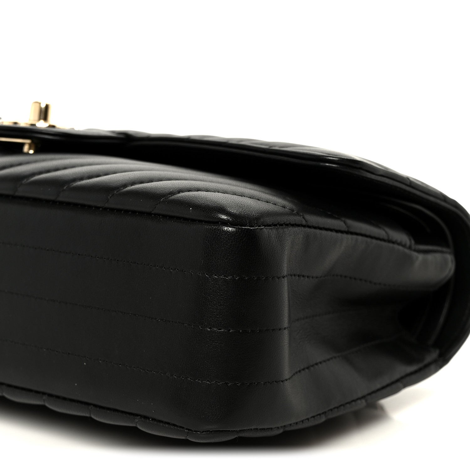 Lambskin Chevron Quilted Medium Double Flap Black