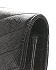 Grain De Poudre Matelasse Chevron Monogram Envelope Chain Wallet Black