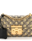 GG Supreme Monogram Bees Small Padlock Shoulder Bag Black