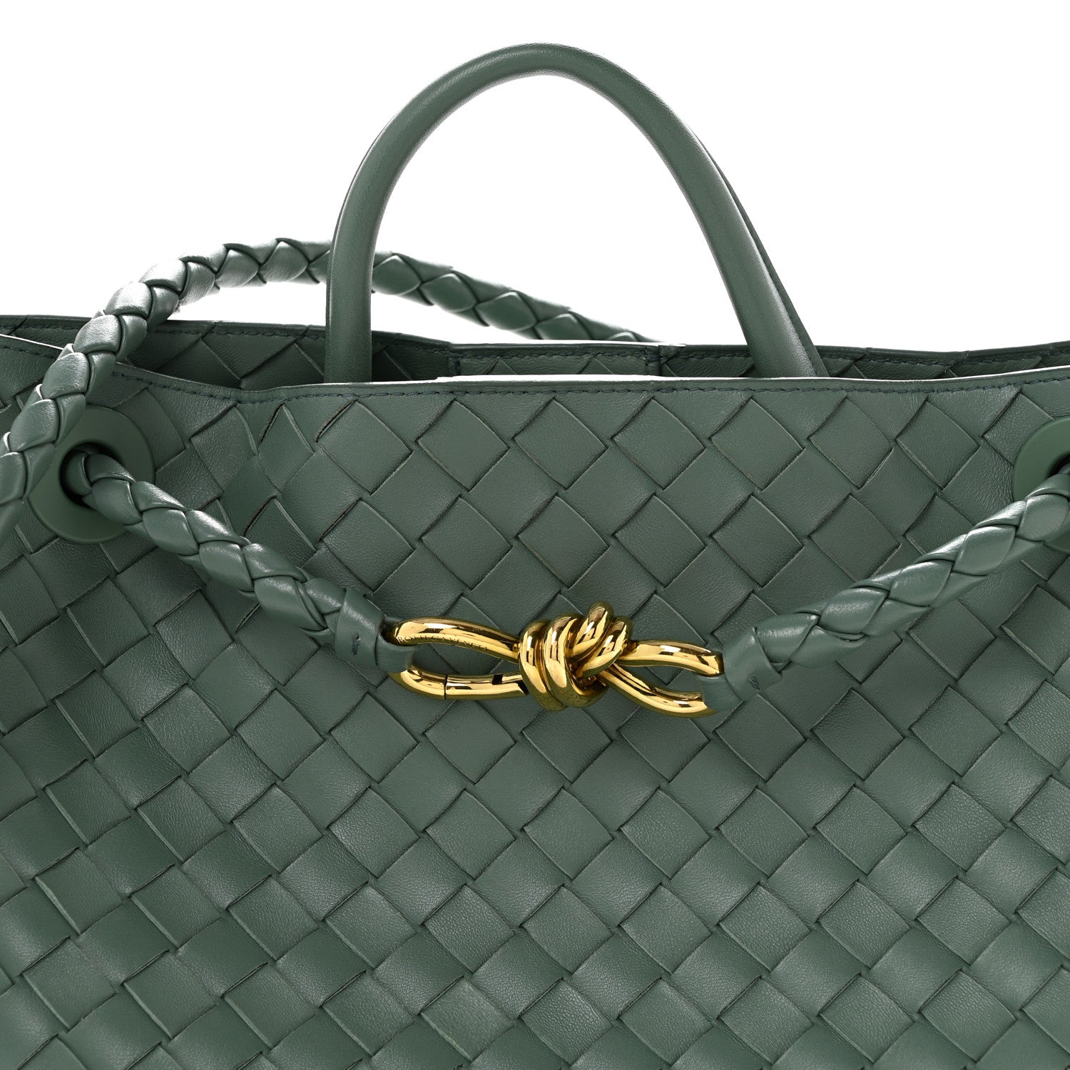 Nappa Intrecciato Medium Andiamo Shoulder Bag Aloe