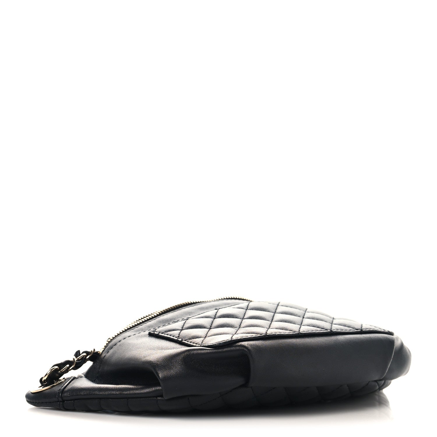 Lambskin Quilted Waist Bag Fanny Pack Black