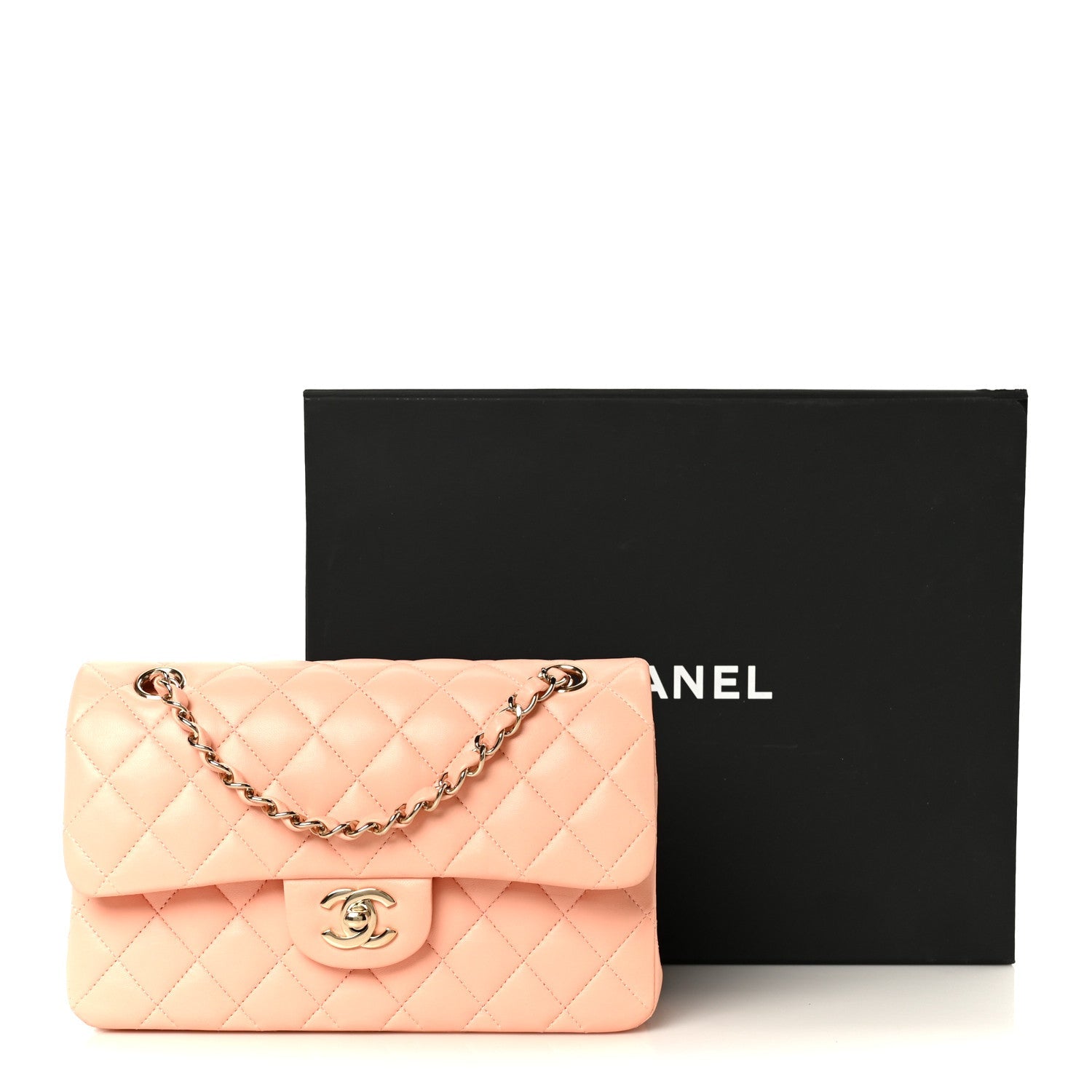 Lambskin Quilted Small Double Flap Light Orange