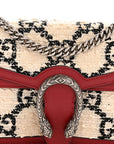 Tweed GG Monogram Small Dionysus Shoulder Bag White Black Romantic Cherry