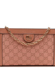 Monogram Textured Dollar Calfskin Small Ophidia Chain Shoulder Bag Cloche Rose Pink