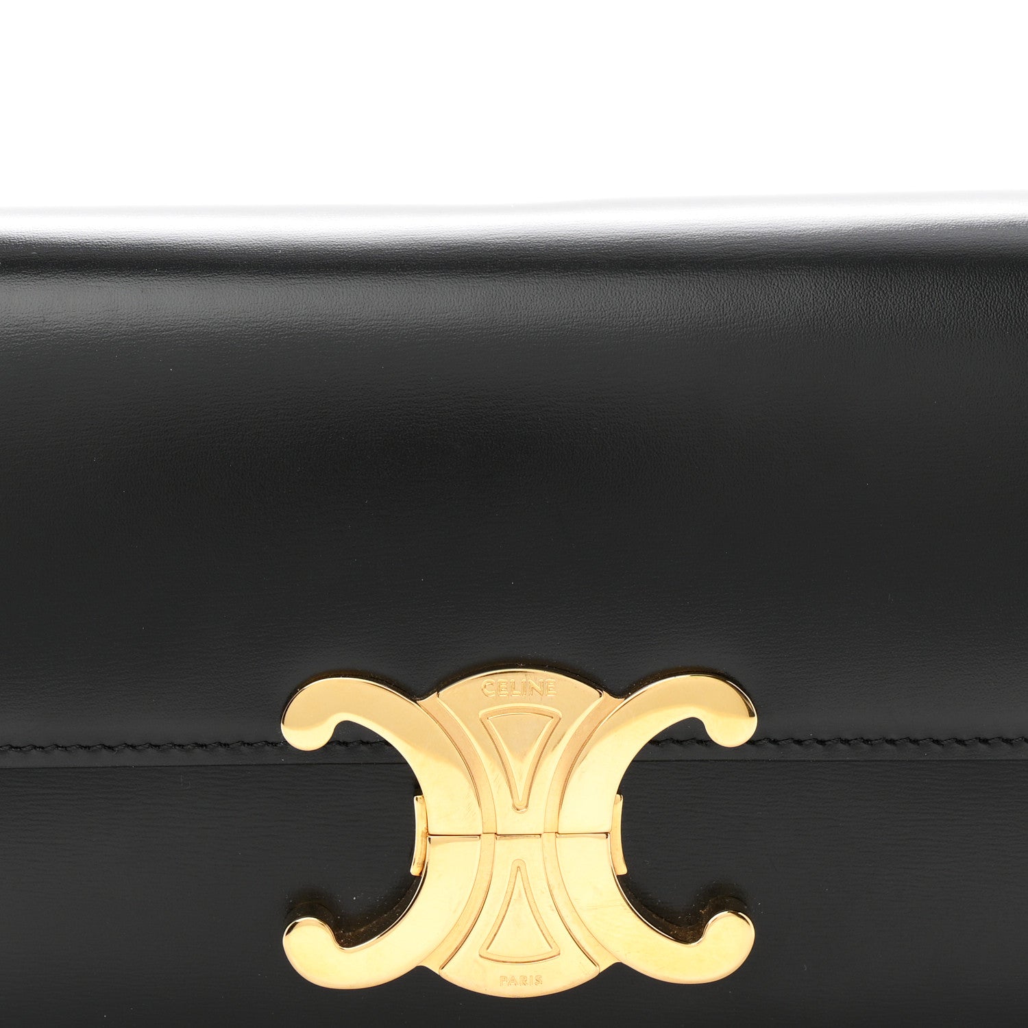 Shiny Calfskin Triomphe Shoulder Bag Black