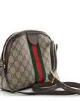 GG Supreme Monogram Textured Dollar Calfskin Web Small Ophidia Dome Shoulder Bag Beige Ebony New Acero