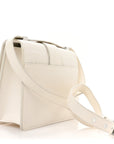 Ultra Matte Grained Calfskin 30 Montaigne Flap Bag White