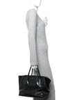 Glace Calf Twin Pocket Tote Black