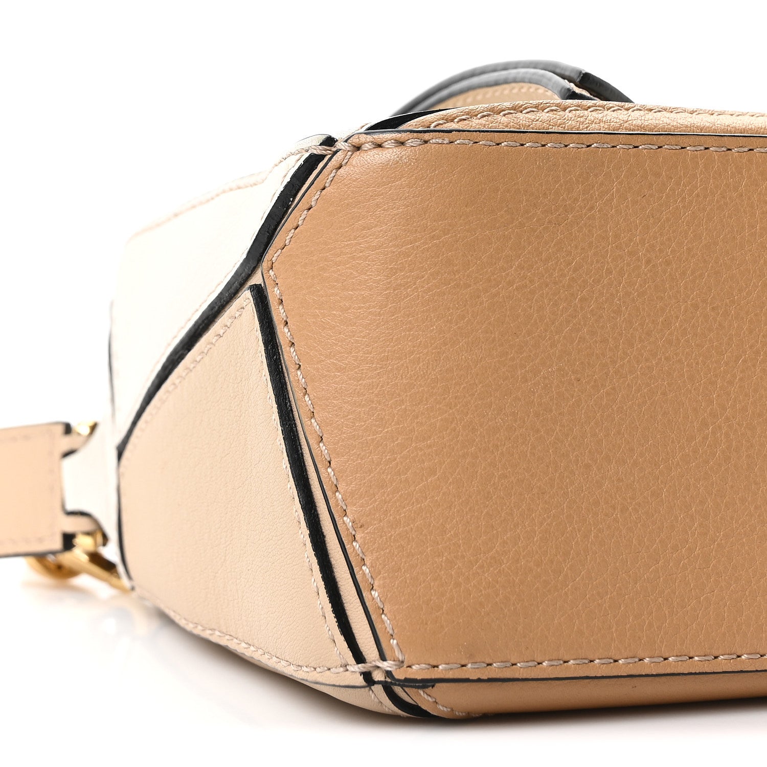 Calfskin Mini Woven Puzzle Bag Beige White