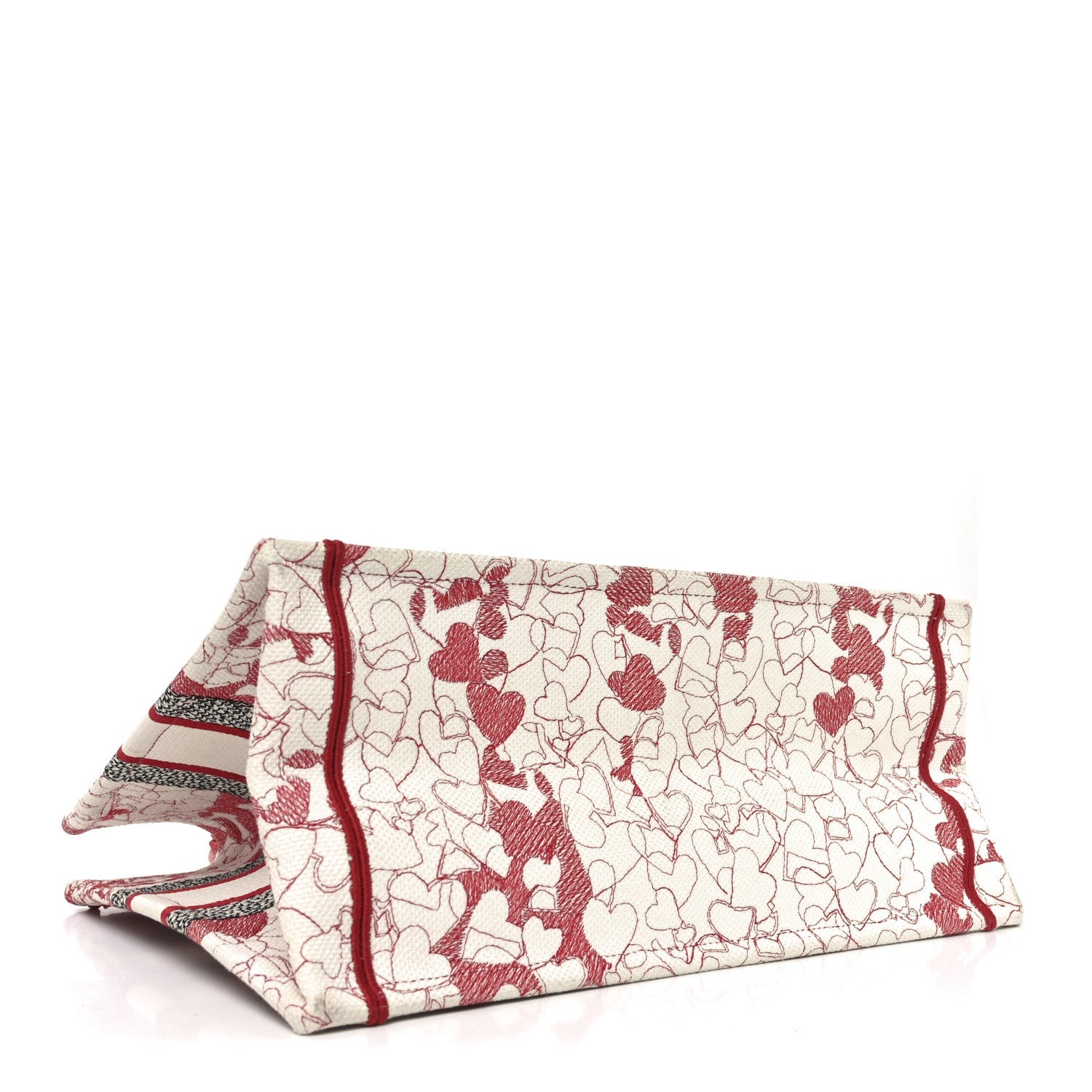 Canvas Embroidered Medium D1ORamour D-Royaume Book Tote Red Multicolor