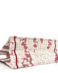 Canvas Embroidered Medium D1ORamour D-Royaume Book Tote Red Multicolor