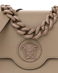Grained Calfskin La Medusa Flap Shoulder Bag Taupe