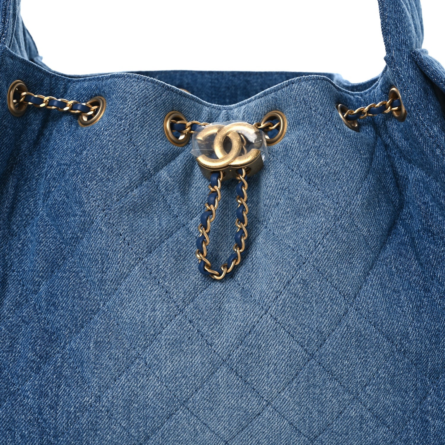 Washed Denim Quilted Small CHNL 25 Handbag Blue
