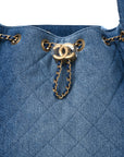 Washed Denim Quilted Small CHNL 25 Handbag Blue