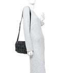 Paper Calfskin Maxi Intreccio Padded Cassette Crossbody Bag Black