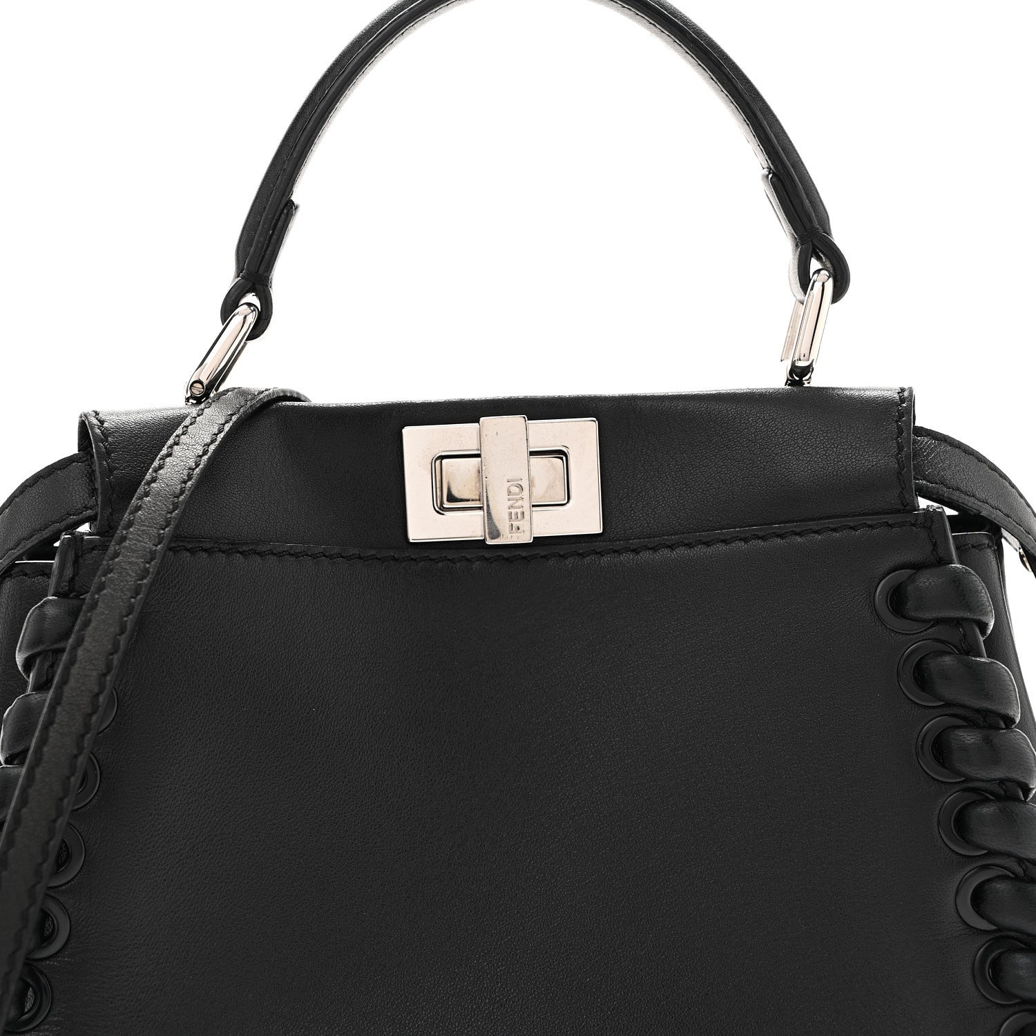 Nappa Lace Up Mini Peekaboo Iconic Satchel Black