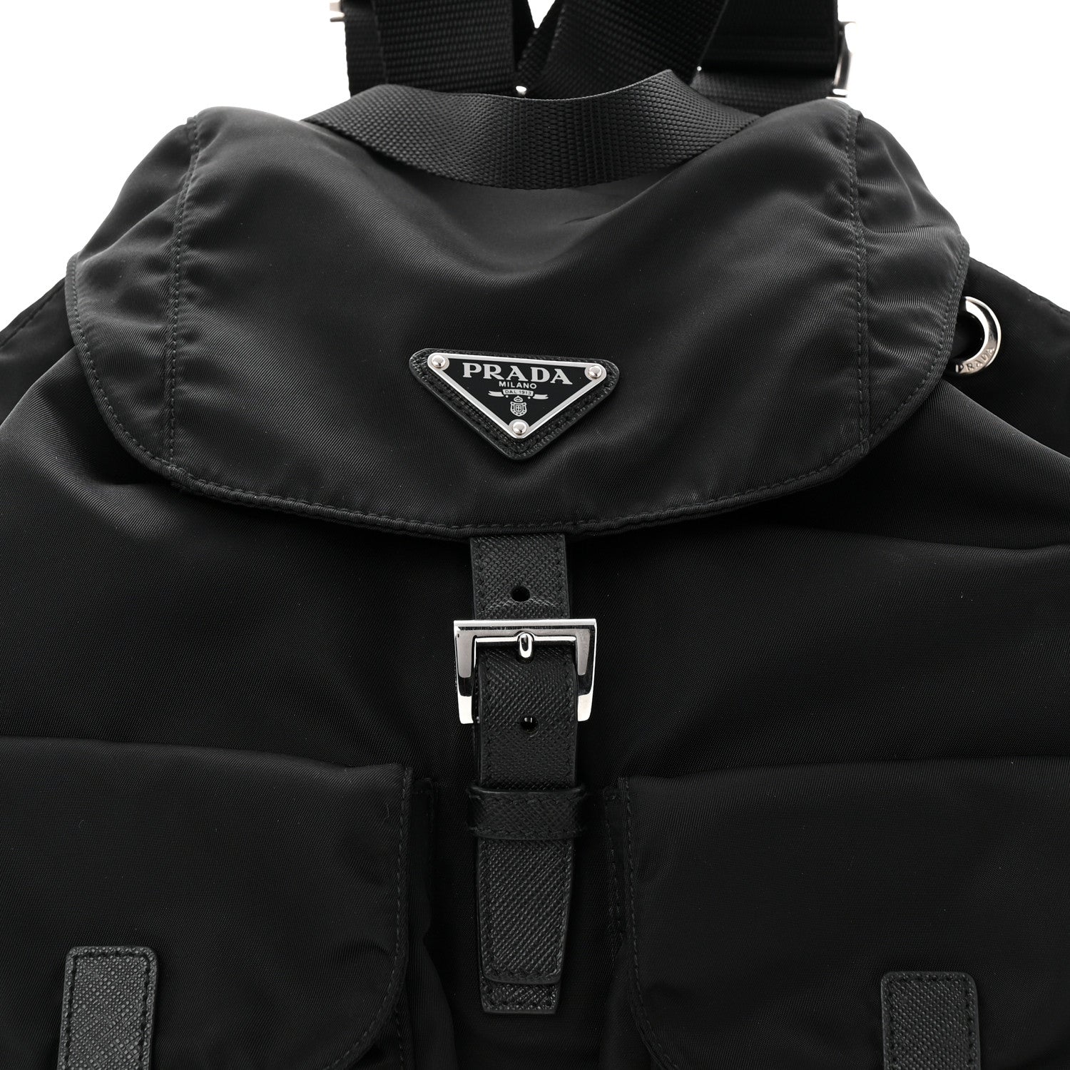 Tessuto Nylon Saffiano Medium Backpack Black