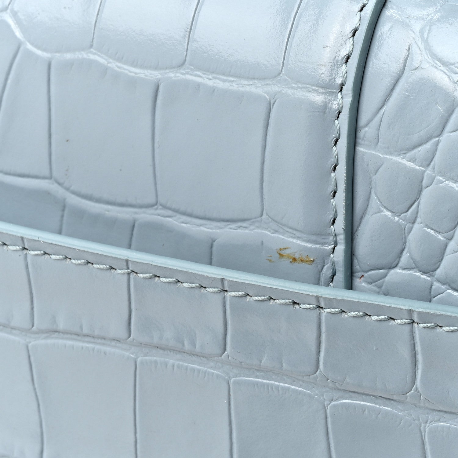 Shiny Calfskin Crocodile Embossed Small Hourglass Top Handle Bag Blue Grey