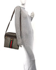 GG Supreme Monogram Web Medium Ophidia Messenger Bag Brown